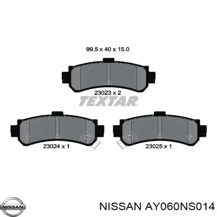 AY060NS014 Nissan pastillas de freno traseras