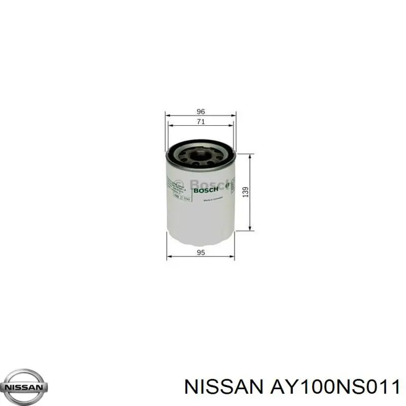 Filtro de aceite motor Nissan/Infiniti AY100NS011