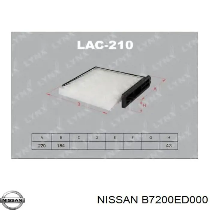Filtro de habitáculo B7200ED000 Nissan/Infiniti