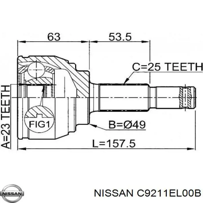 Junta homocinética exterior delantera derecha para Nissan Tiida (C11)