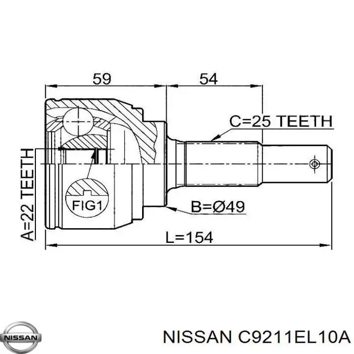 Junta homocinética exterior delantera Nissan/Infiniti C9211EL10A precio, desde 38,59 EUR