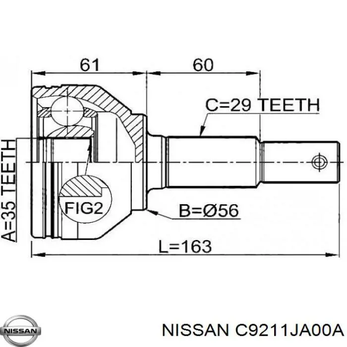 C9211JA00A Nissan/Infiniti Junta homocinética