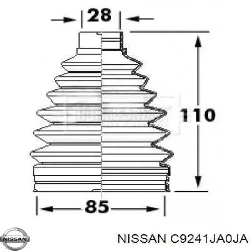 C9241JA0JA Nissan fuelle, árbol de transmisión delantero exterior