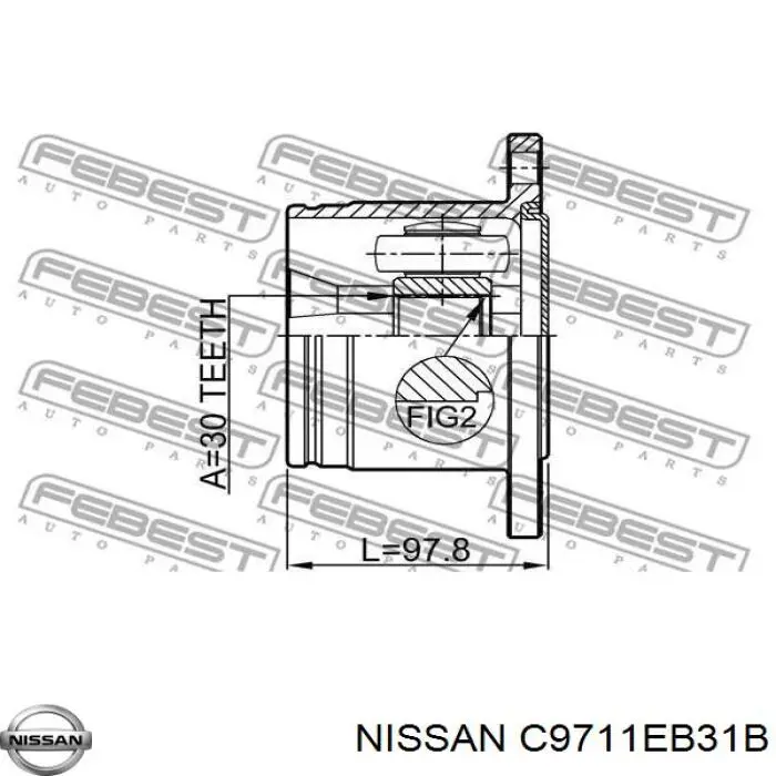 C9711EB31B Nissan/Infiniti Junta homocinética interior trasera