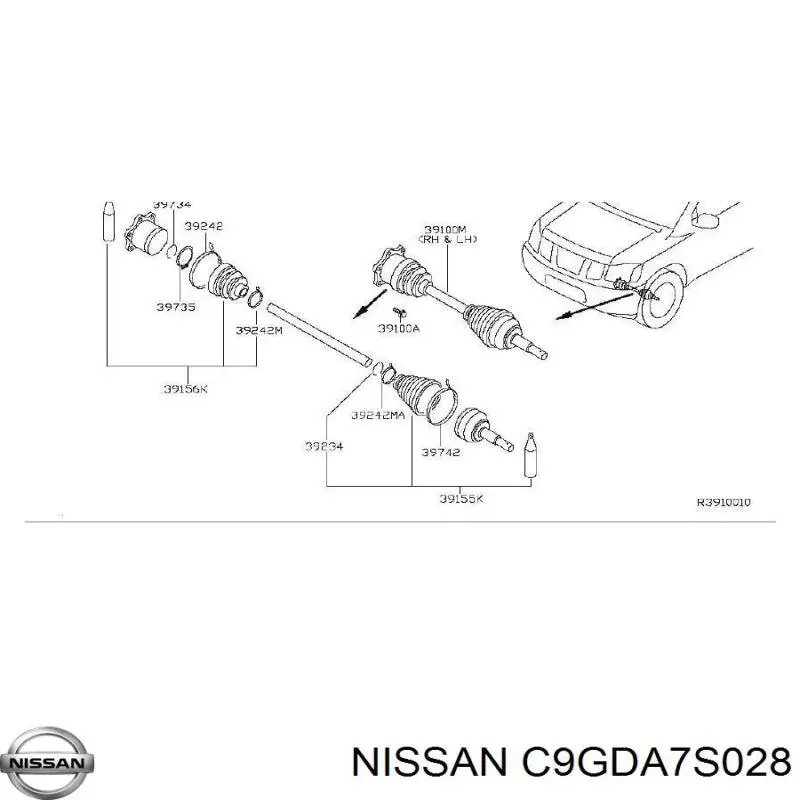 C9GDA7S028 Nissan fuelle, árbol de transmisión trasero interior