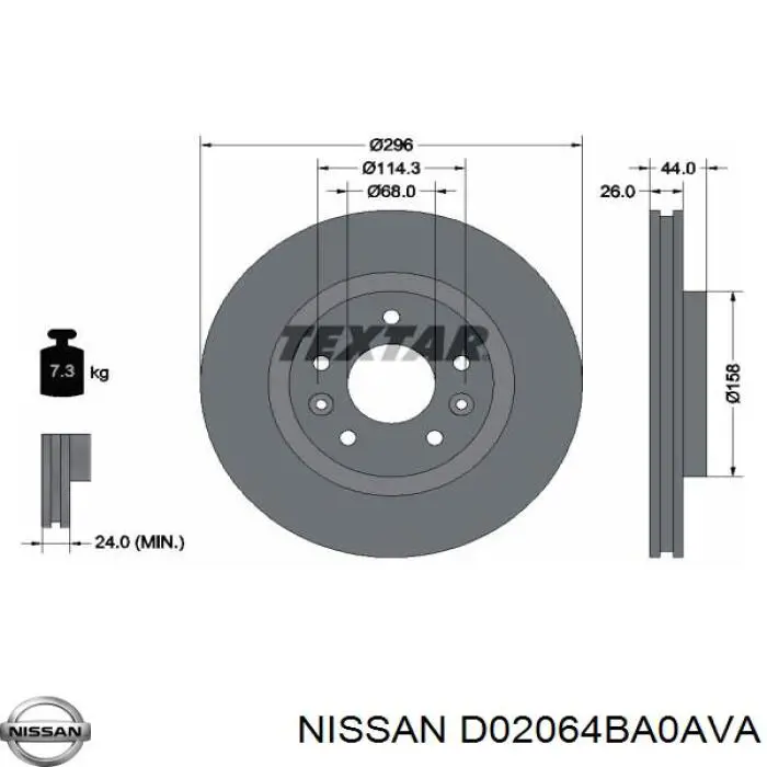 D02064BA0AVA Nissan disco de freno delantero