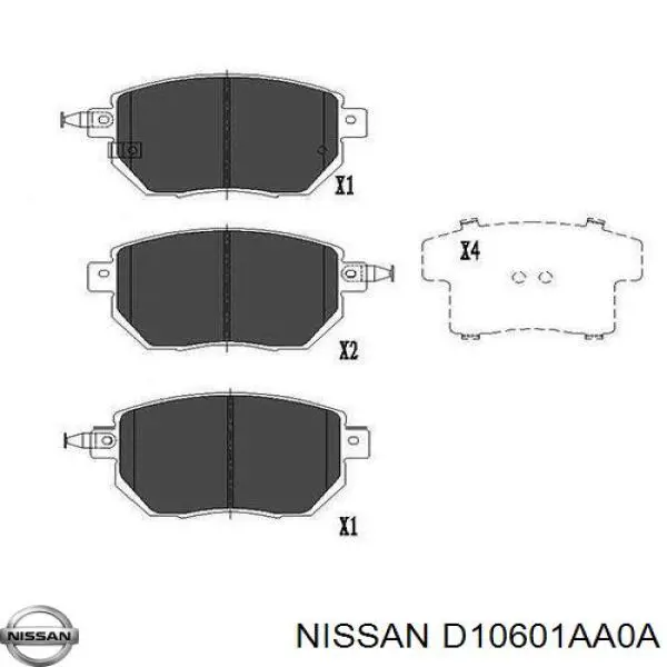 D10601AA0A Nissan pastillas de freno delanteras