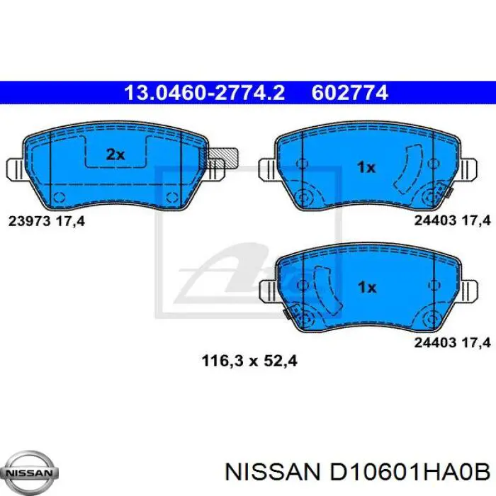 Pastillas freno delanteras Nissan/Infiniti D10601HA0B precio, desde 22,40 EUR