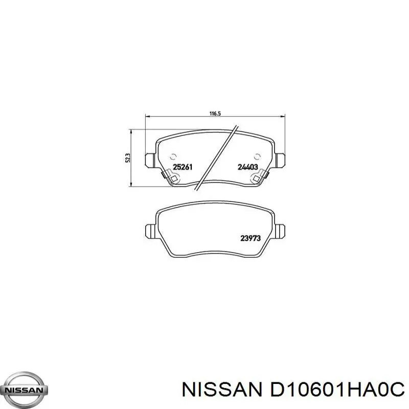 D10601HA0C Nissan/Infiniti Pastillas delanteras