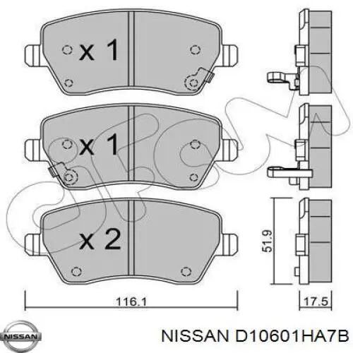 Comprar D10601HA7B Nissan/Infiniti Pastillas delanteras de freno