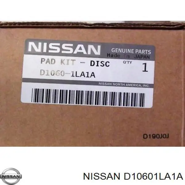 D10601LA1A Nissan pastillas de freno delanteras