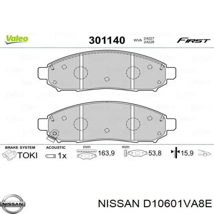 Pastillas de freno D10601VA8E Nissan/Infiniti