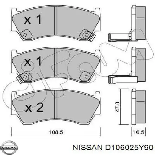 D106025Y90 Nissan pastillas de freno delanteras