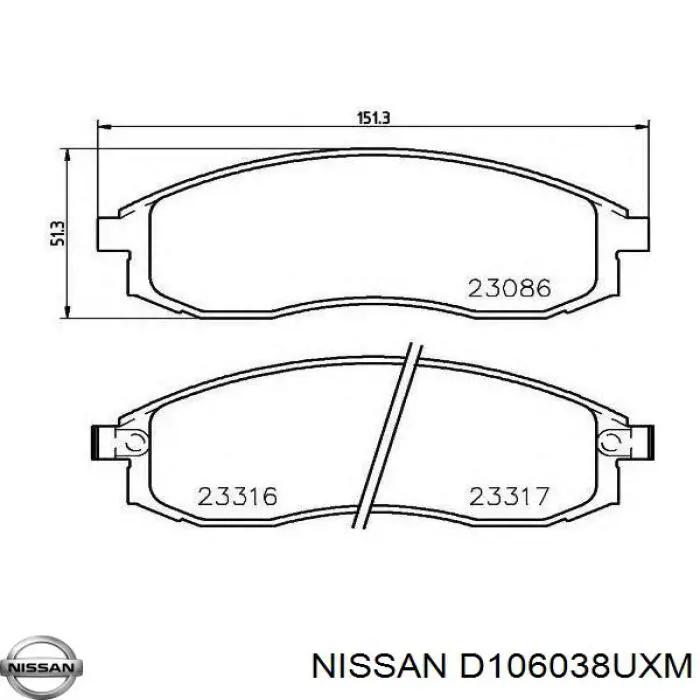 D106038UXM Nissan pastillas de freno delanteras