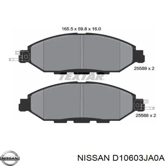 Comprar D10603JA0A Nissan/Infiniti Pastillas delanteras de freno