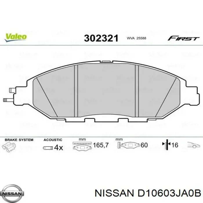 Comprar D10603JA0B Nissan/Infiniti Pastillas delanteras de freno