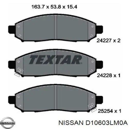 D10603LM0A Nissan pastillas de freno delanteras