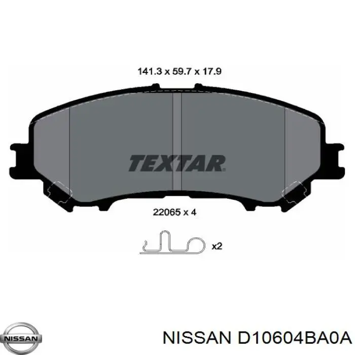 D10604BA0A Nissan pastillas de freno delanteras