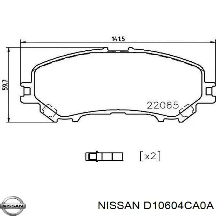 Comprar D10604CA0A Nissan/Infiniti Pastillas delanteras de freno
