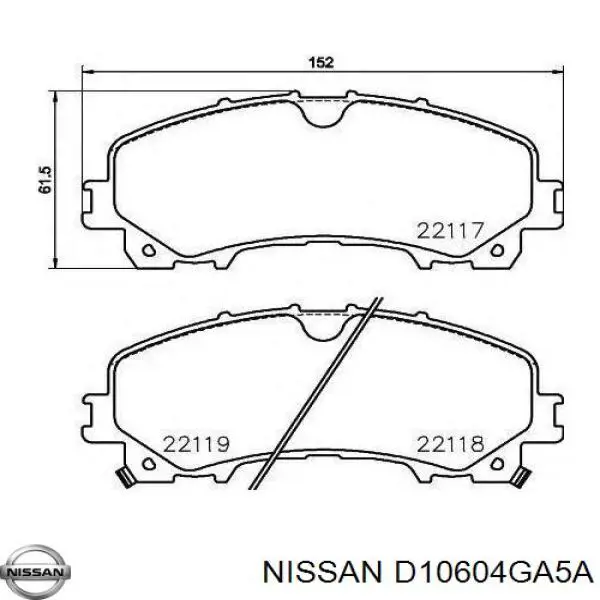 Comprar D10604GA5A Nissan/Infiniti Pastillas delanteras de freno