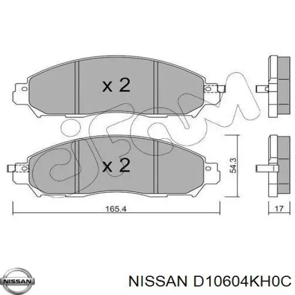 Pastillas de freno delanteras Nissan/Infiniti D10604JA0A