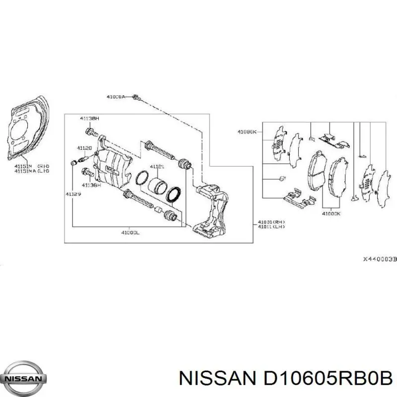 D10605RB0A Nissan pastillas de freno delanteras