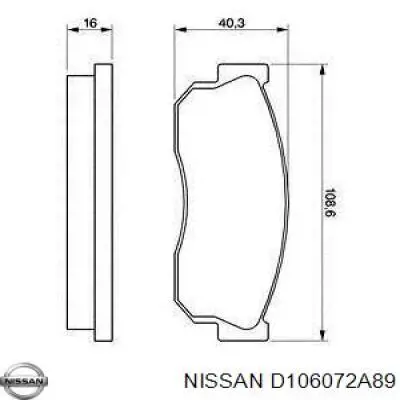 D106072A89 Nissan pastillas de freno delanteras