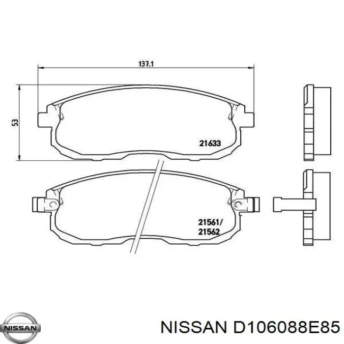 D106088E85 Nissan pastillas de freno delanteras