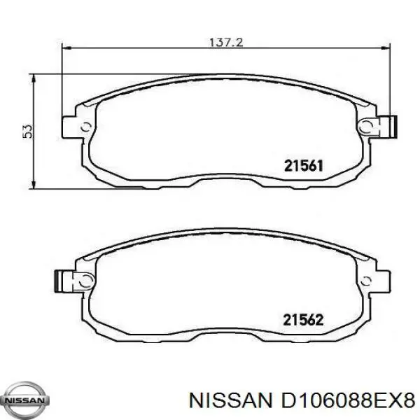 D106088EX8 Nissan pastillas de freno delanteras