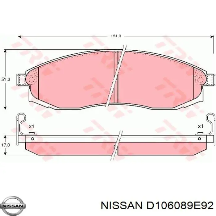 D106089E92 Nissan pastillas de freno delanteras