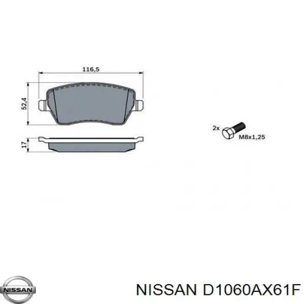 D1060AX61F Nissan pastillas de freno delanteras