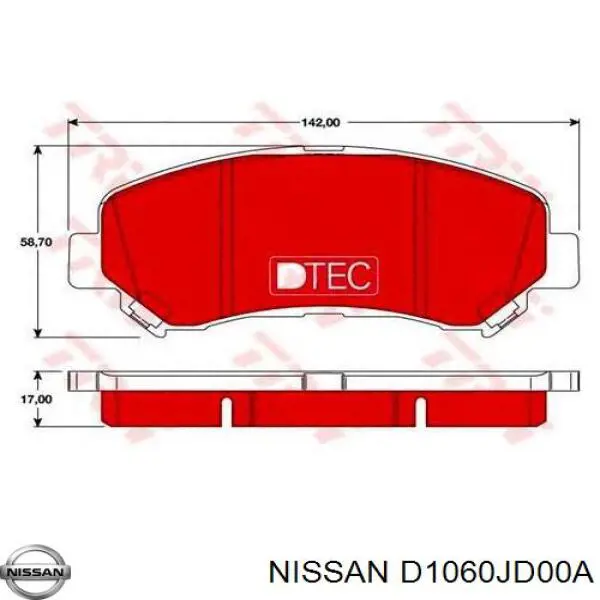 D1060JD00A Nissan pastillas de freno delanteras
