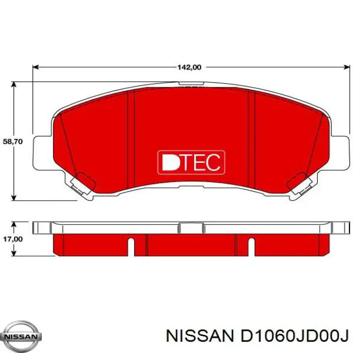 D1060JD00J Nissan pastillas de freno delanteras