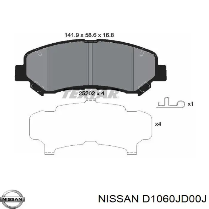 Pastillas freno delanteras Nissan/Infiniti D1060JD00J precio, desde 25,53 EUR