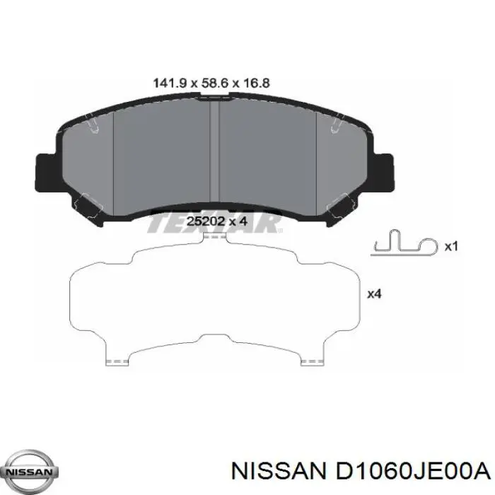 D1060JE00A Nissan pastillas de freno delanteras