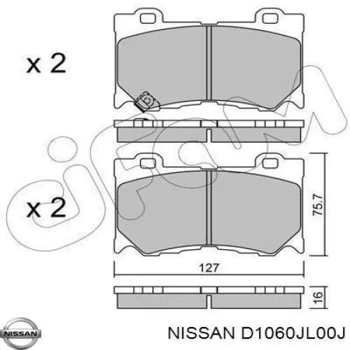 Comprar D1060JL00J Nissan/Infiniti Pastillas delanteras de freno
