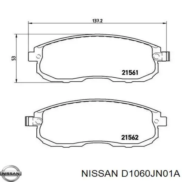D1060JN01A Nissan pastillas de freno delanteras