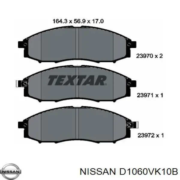 D1060VK10B Nissan pastillas de freno delanteras