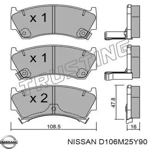 D106M25Y90 Nissan pastillas de freno delanteras