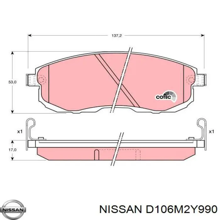 D106M2Y990 Nissan pastillas de freno delanteras