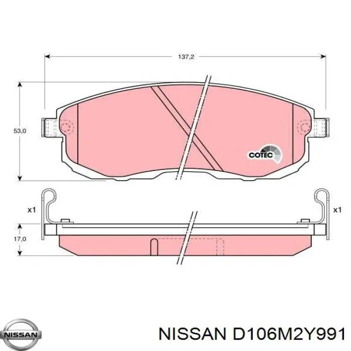 D106M2Y991 Nissan pastillas de freno delanteras