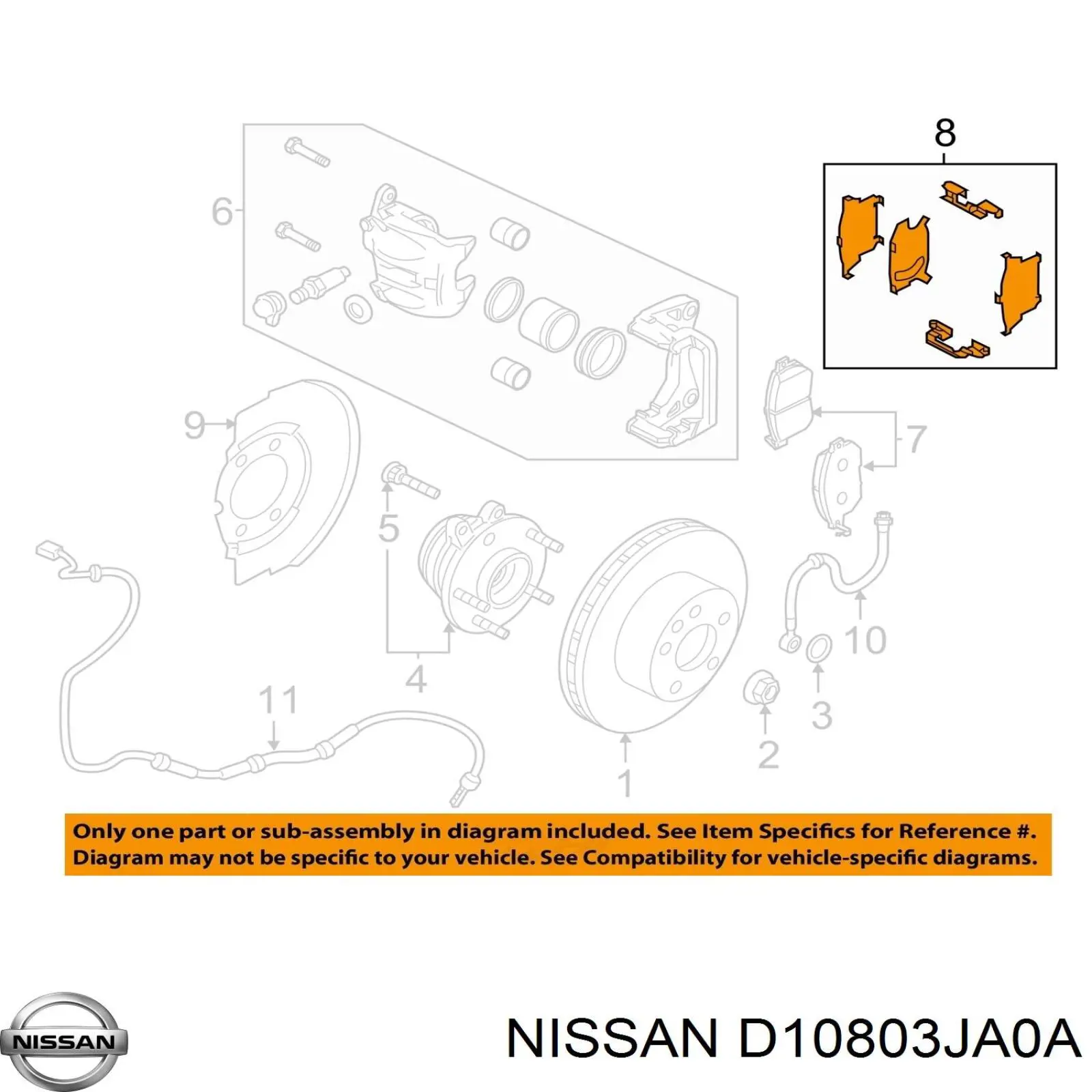 Chapa antirruido de fijación de la pastilla de freno delantera Nissan/Infiniti D10803JA0A precio, desde 79,35 EUR