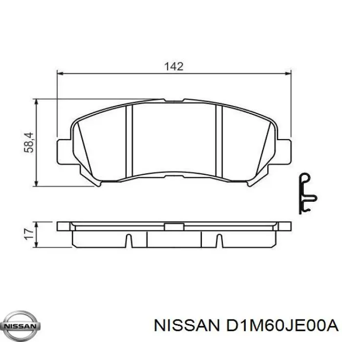 Pastillas de freno D1M60JE00A Nissan/Infiniti