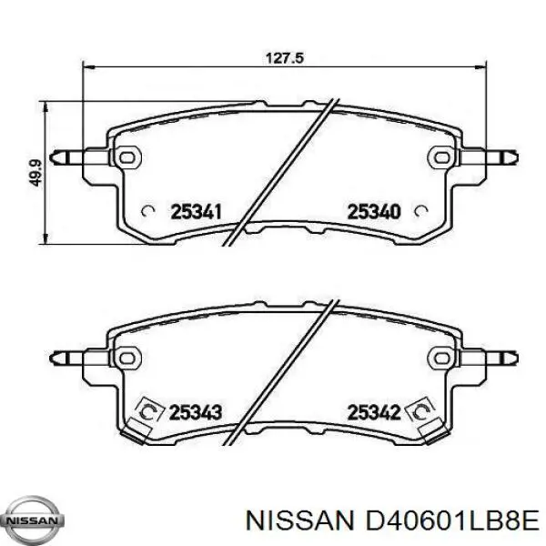 D40601LB8E Nissan pastillas de freno traseras