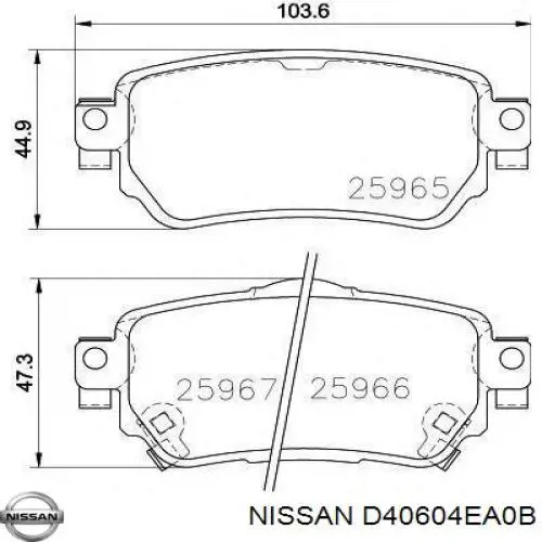Comprar D40604EA0B Nissan/Infiniti Pastillas de freno traseras