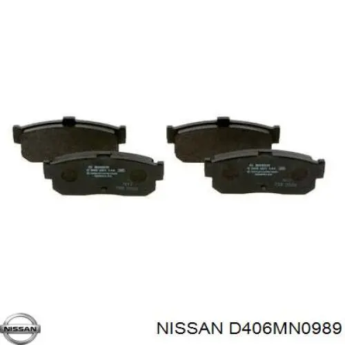  D406M-N0989 Nissan pastillas de freno traseras