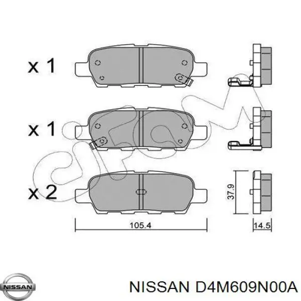 Pastillas de freno traseras D4M609N00A Nissan/Infiniti