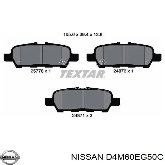D4M60EG50C Nissan/Infiniti Pastillas freno traseras