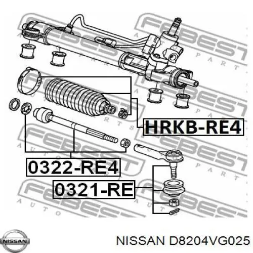 Comprar D8204VG025 Nissan/Infiniti Guardapolvo de dirección derecho (cremallera)