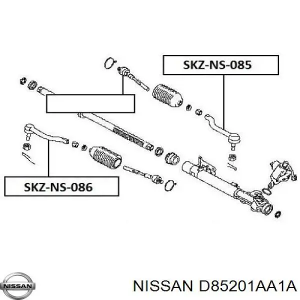 D85201AA1A Nissan rótula barra de acoplamiento exterior